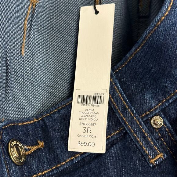 Chico's Wide Leg Disco Cotton Plus Size Basic Indigo Blue Trouser Jean 16R NWT - Picture 9 of 11